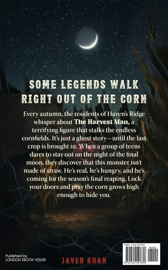 Horror book back cover – illustrated artwork